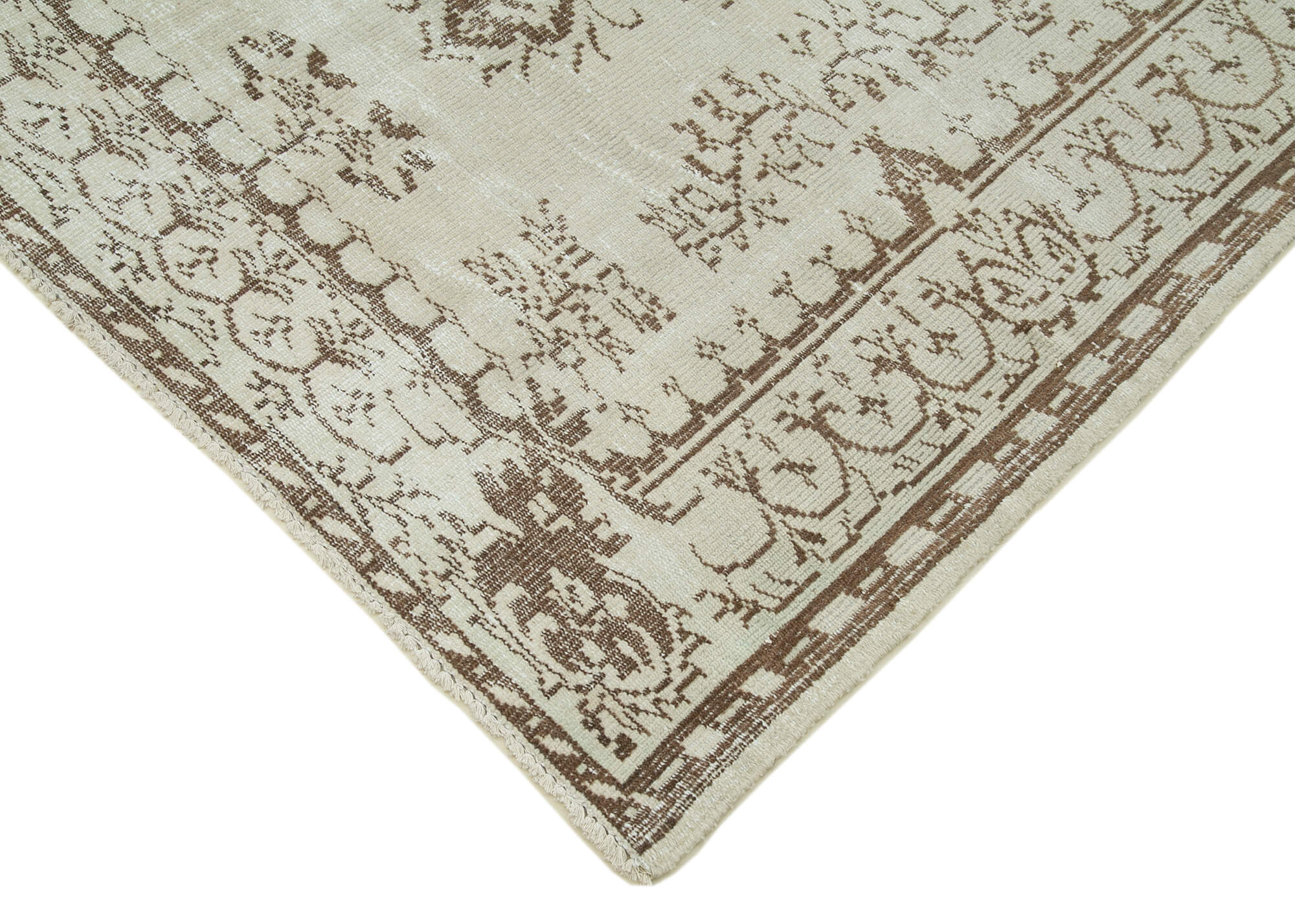 Handmade Wool Area Rug – Vintage Cotton Rug | Beige Area Carpet 5'1''x8'2''