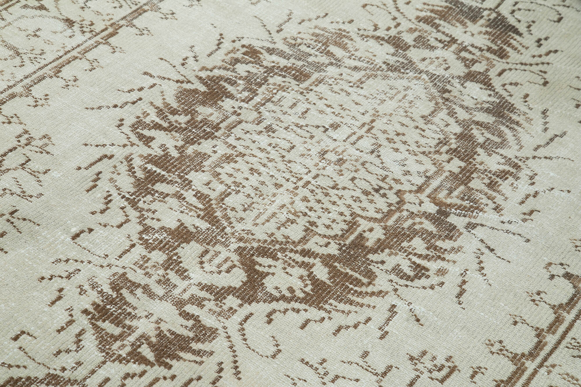 Handmade Wool Area Rug – Vintage Cotton Rug | Beige Area Carpet 5'1''x8'2''