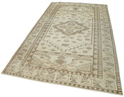 Handmade Wool Area Rug – Vintage Cotton Rug 5'3''x8'11'' Neutral Beige Boho Style