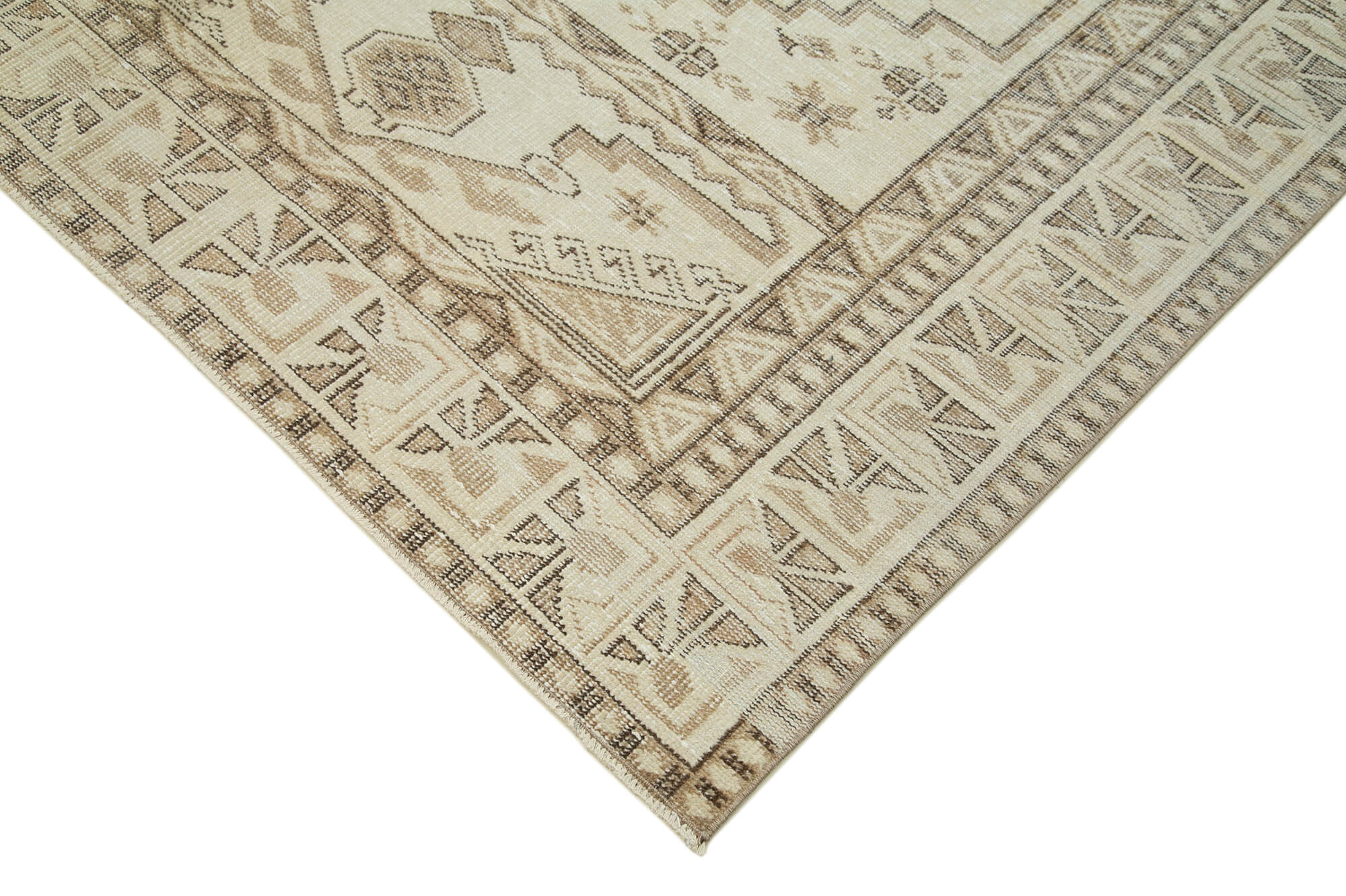 Handmade Wool Area Rug – Vintage Cotton Rug 5'3''x8'11'' Neutral Beige Boho Style
