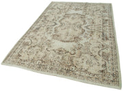 Handmade Wool Area Rug - Vintage Cotton Rug | Beige Natural Fiber Carpet 5'7"x8'2"
