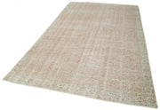 Handmade Area Rug - Vintage Cotton Wool Blend Beige Boho Style Carpet 6'4"x10'6"