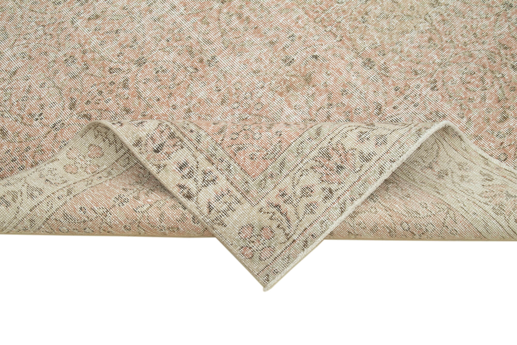 Handmade Area Rug - Vintage Cotton Wool Blend Beige Boho Style Carpet 6'4"x10'6"