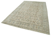 Handmade Vintage Area Rug – Beige Cotton Wool Blend, Soft Textured Durable Handmade Rug 6'8''x10'8''