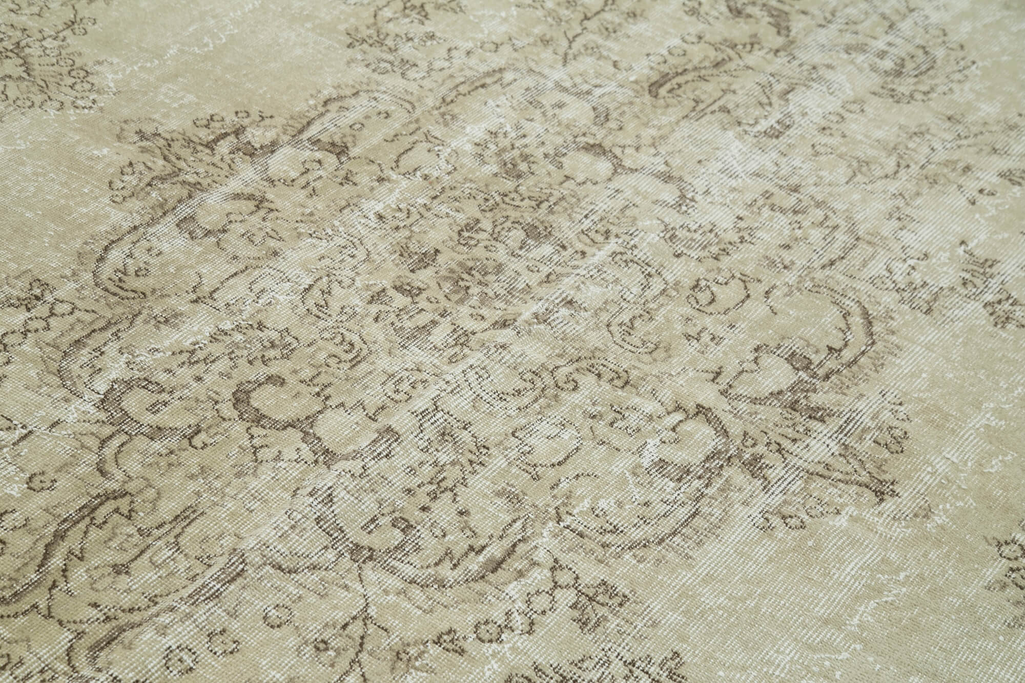 Handmade Wool Area Rug – Vintage Cotton Rug 7'x10' Beige Neutral Color