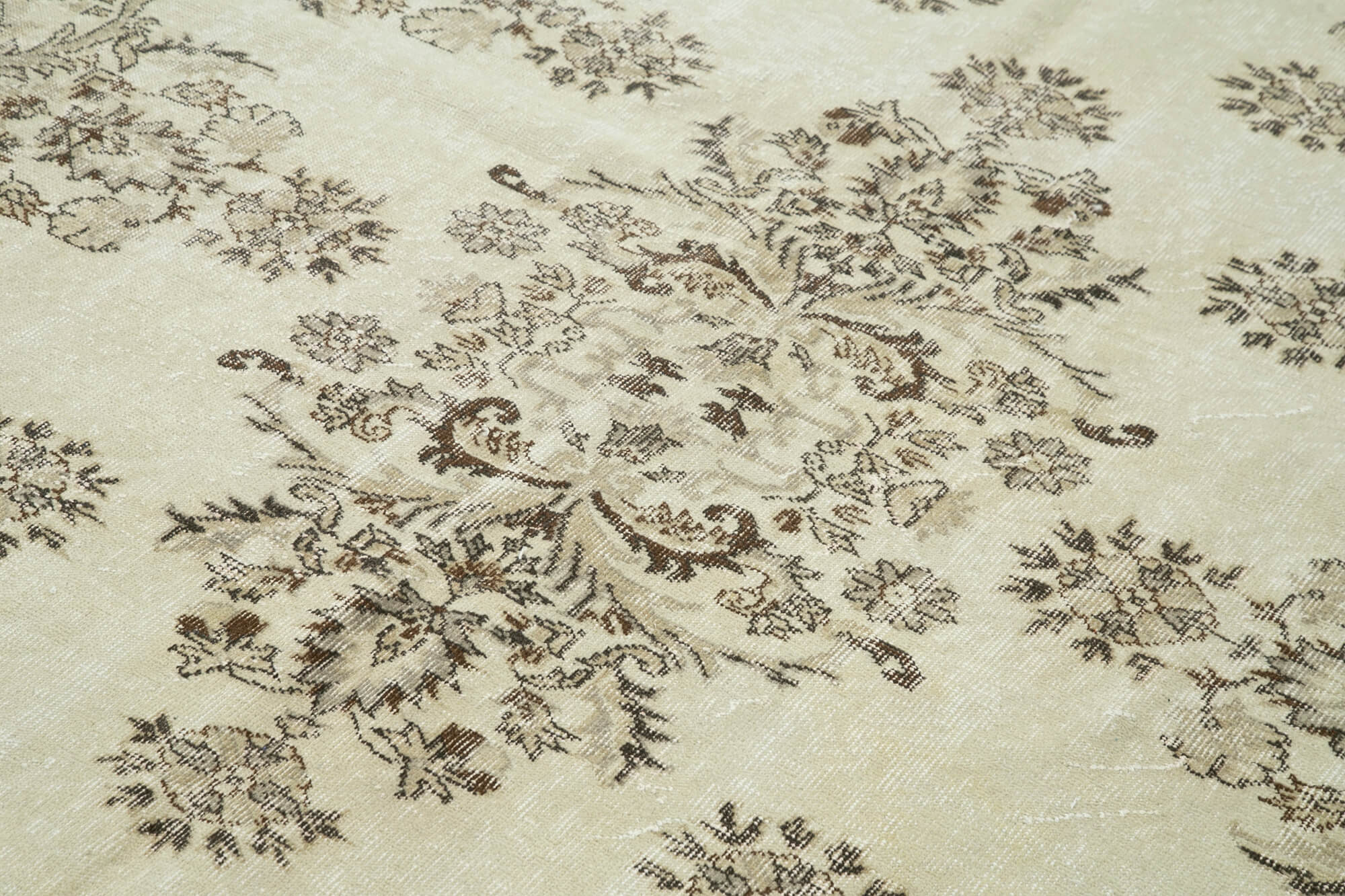 Handmade Area Rug - Vintage Beige Cotton Wool Turkish 7x10 Rug Size