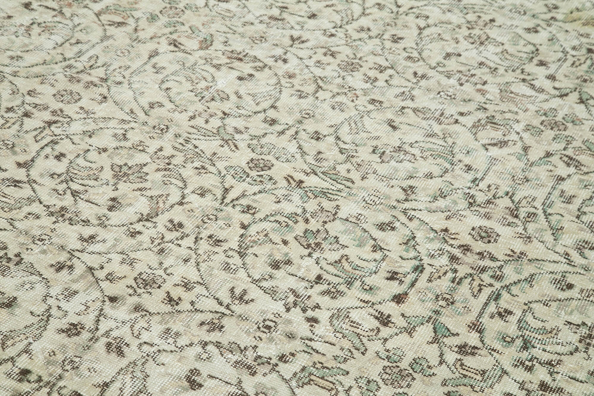 Handmade Area Rug – Vintage Cotton Wool Turkish Hand Knotted Beige Carpet 6'11''x10'1''