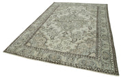 Handmade Wool Area Rug – Vintage Cotton Rug Turkish Beige 6'10''x10'4''