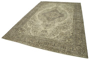 Handmade Vintage Area Rug – Turkish Hand Knotted Wool & Cotton 6'11''x10'3'' Beige
