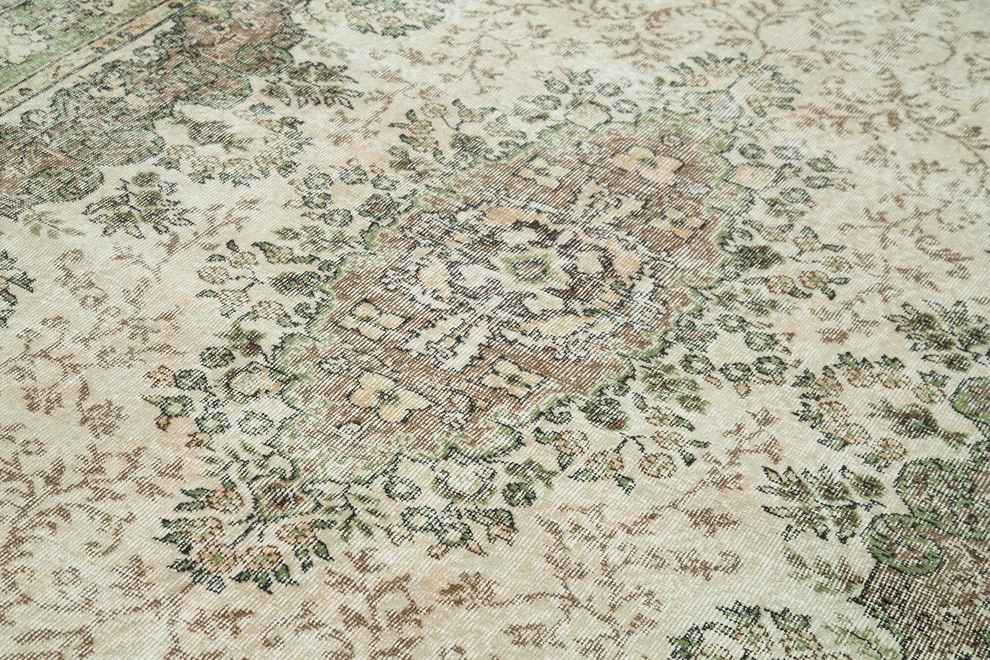 Vintage Handmade Area Rug – Hand Knotted Rug, Beige Vintage Carpet 6'8''x10'7''
