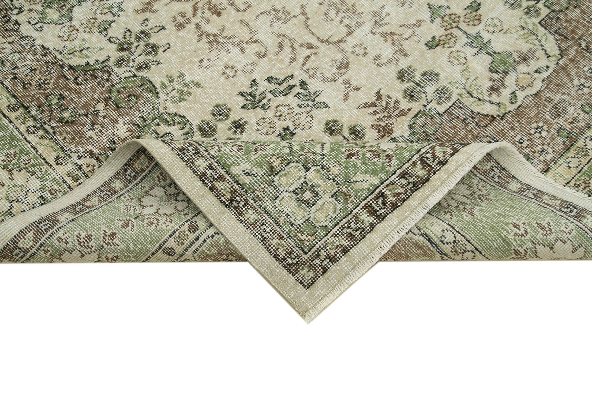 Vintage Handmade Area Rug – Hand Knotted Rug, Beige Vintage Carpet 6'8''x10'7''