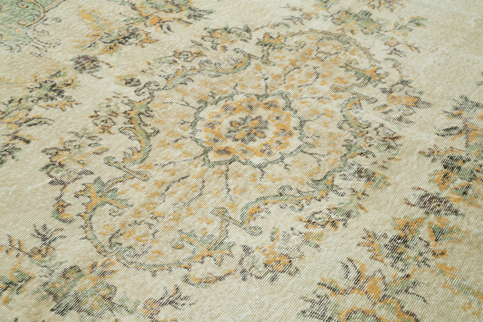 Vintage Wool Area Rug – Handmade Cotton Rug With Durable Cotton Weave, Beige Vintage Carpet 6'5''x10'11''