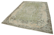 Handmade Wool Area Rug – Vintage Cotton Rug, Neutral Beige, 6'11'' x 10'2''