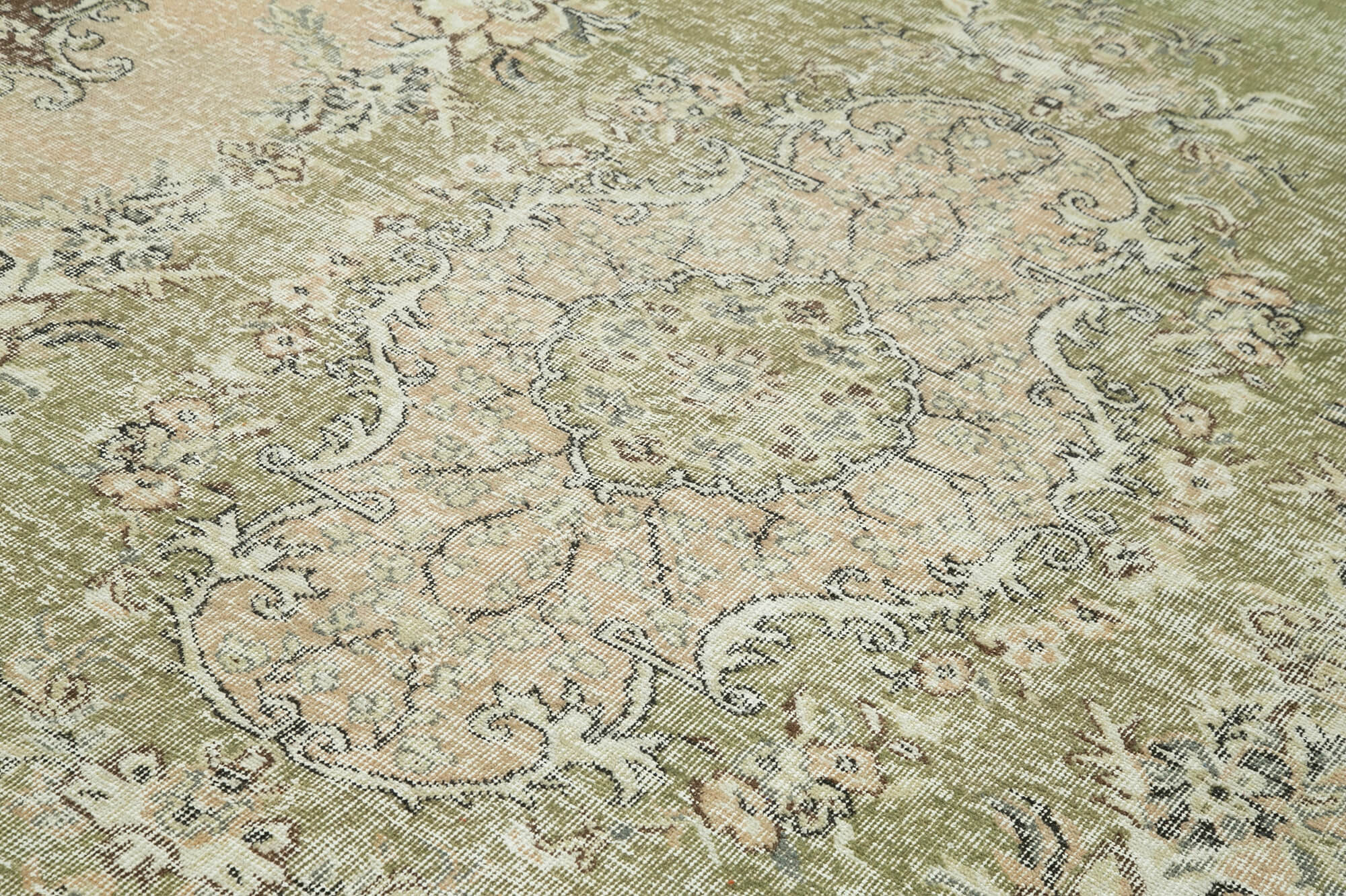 Handmade Wool Area Rug – Vintage Cotton Rug, Neutral Beige, 6'11'' x 10'2''