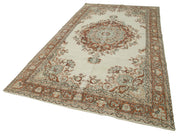 Handmade Vintage Area Rug - Beige Wool Cotton Blend Classic Boho Style Rug 6'3''x11'3''