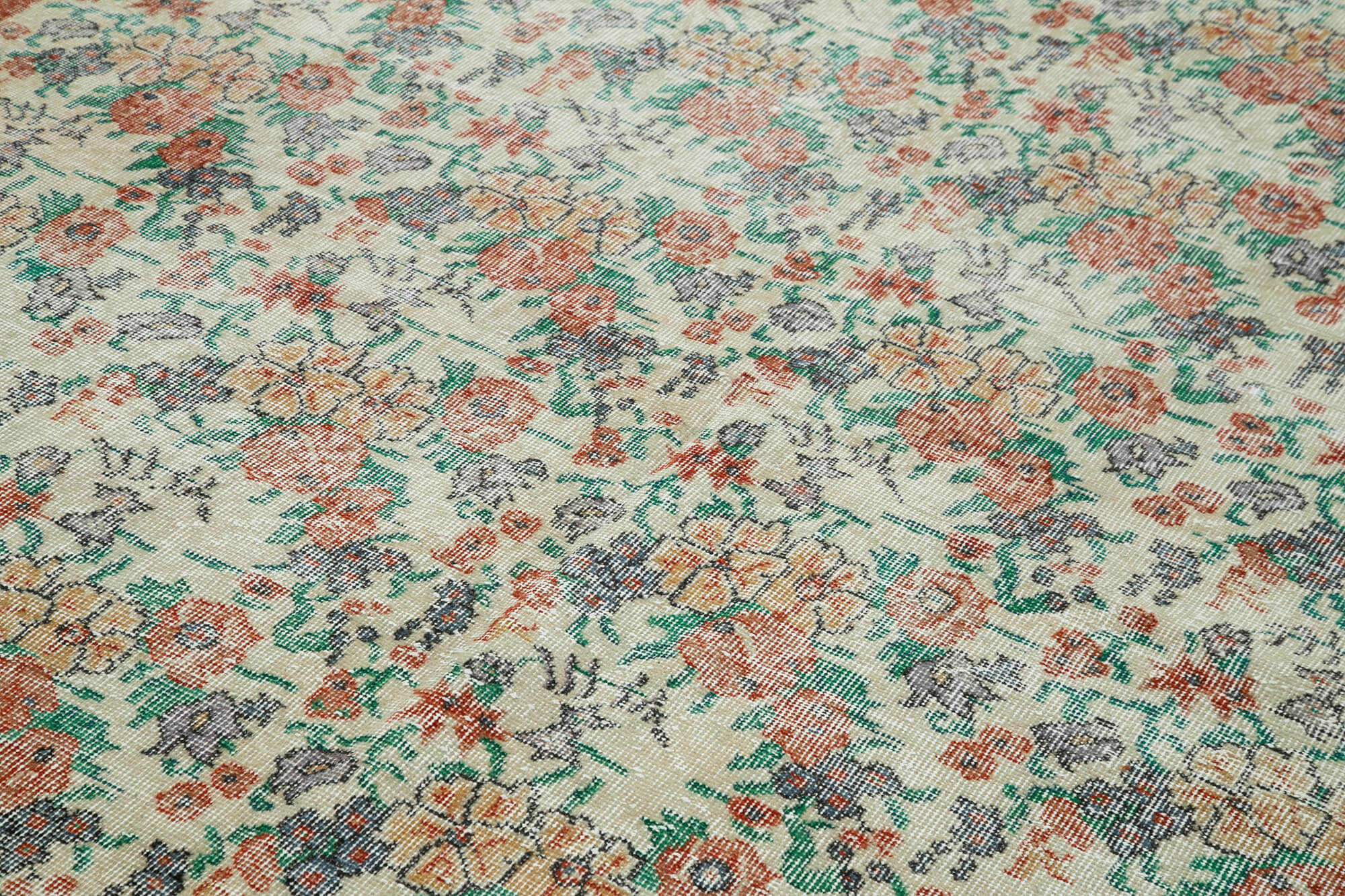 Handmade Vintage Area Rug – Beige Wool Carpet, Traditional Hand Knotted Durable Carpet 7'x10'