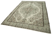 Vintage Wool Area Rug – Handmade Cotton Rug | Turkish Hand Knotted Beige Vintage Carpet 6'9''x10'5''
