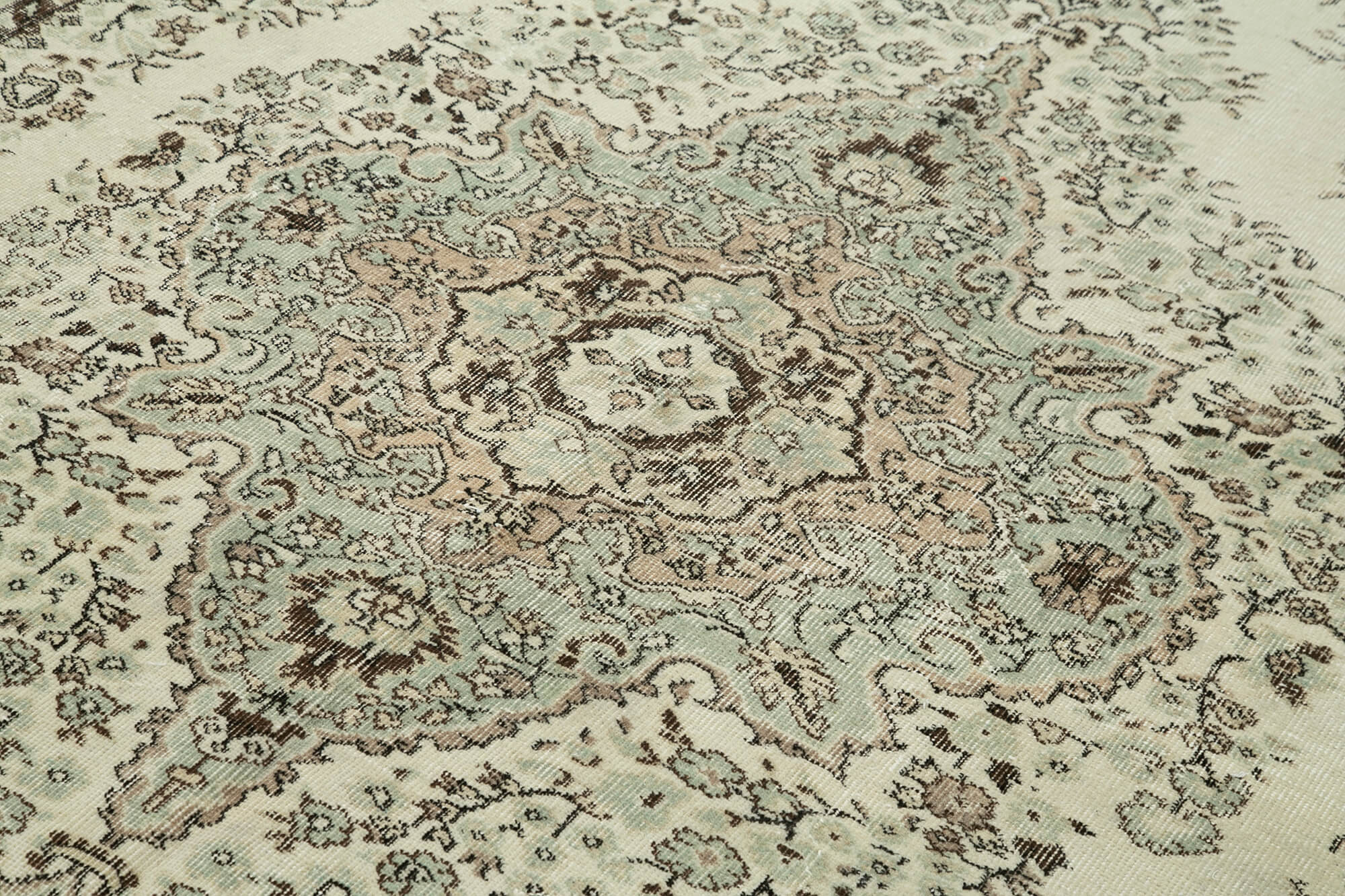 Vintage Wool Area Rug – Handmade Cotton Rug | Turkish Hand Knotted Beige Vintage Carpet 6'9''x10'5''