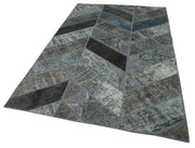 Handmade Area Rug – Grey Patchwork Rug Cotton Wool Vintage Design 5'x8'