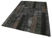 Handmade Patchwork Rug - Black Patchwork Carpet Cotton Wool Area Rug 5'7''x8'0''
