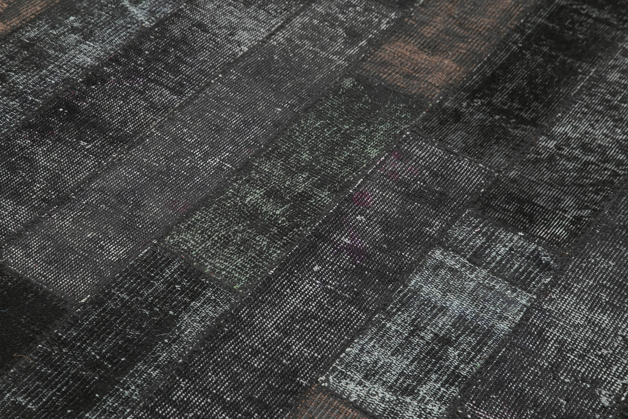 Handmade Patchwork Rug - Black Patchwork Carpet Cotton Wool Area Rug 5'7''x8'0''