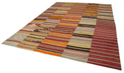 Handmade Area Rug - Kirk Yama Orange Patchwork Cotton Wool Carpet 9'10'' x 13'5''