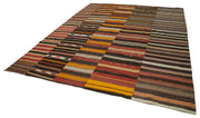 Handmade Area Rug - Kirk Yama Brown Patchwork Cotton Wool Vintage Carpet 10'3''x13'5''