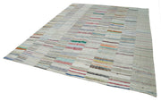 Handmade Area Rug – Beige Patchwork Cotton Wool Vintage Turkish Carpet 10'x13'5''