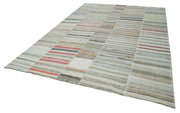 Handmade Wool Area Rug | Kirk Yama Patchwork Cotton & Wool Neutral Beige Carpet