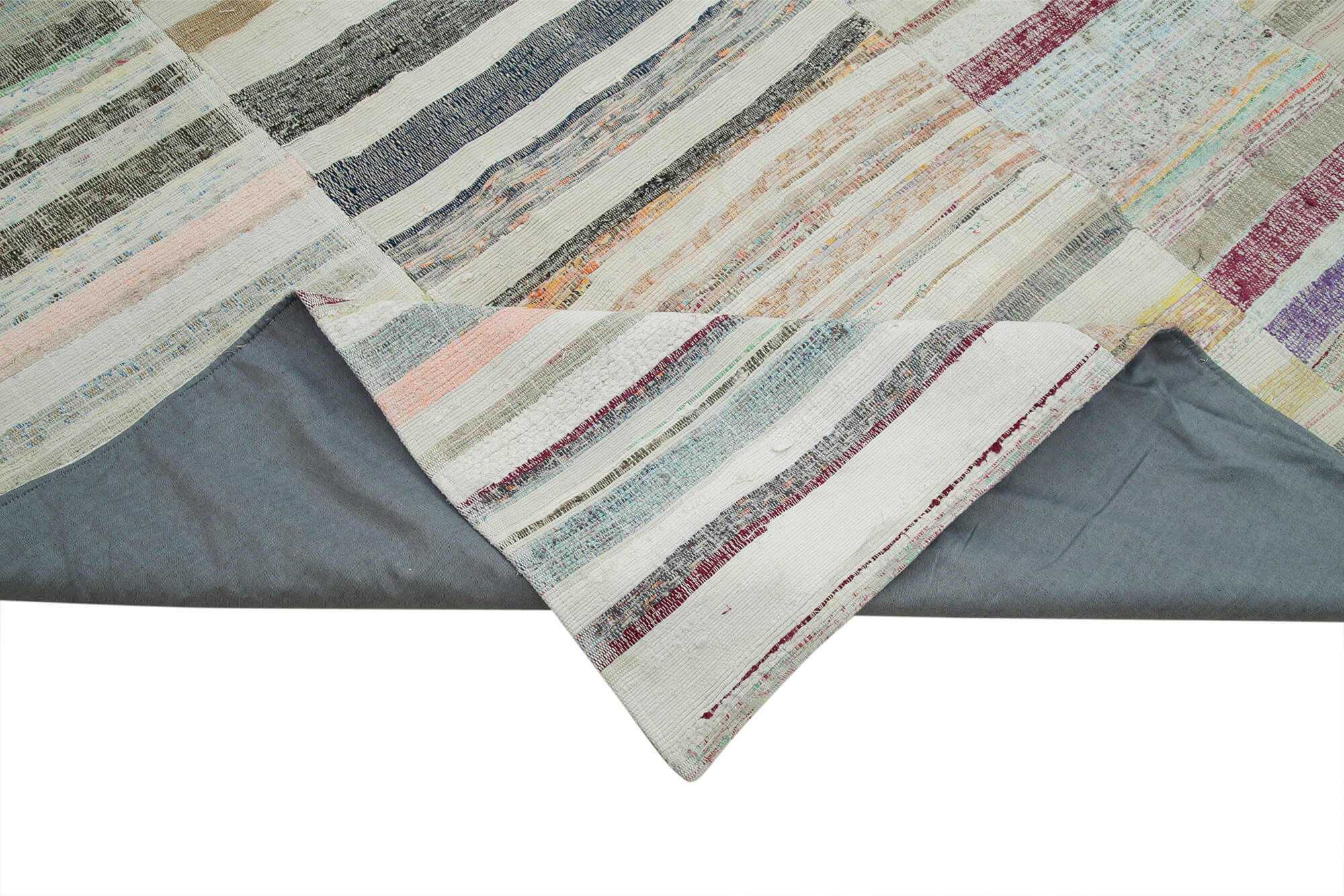 Handmade Wool Area Rug | Kirk Yama Patchwork Cotton & Wool Neutral Beige Carpet