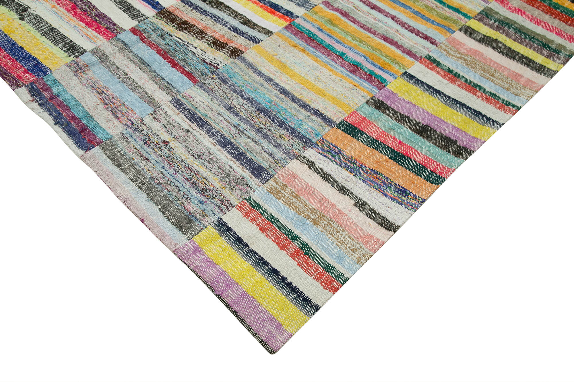 Handmade Patchwork Rug – Grey Area Rug Cotton Wool Vintage Handwoven Carpet 6'7''x10'2''