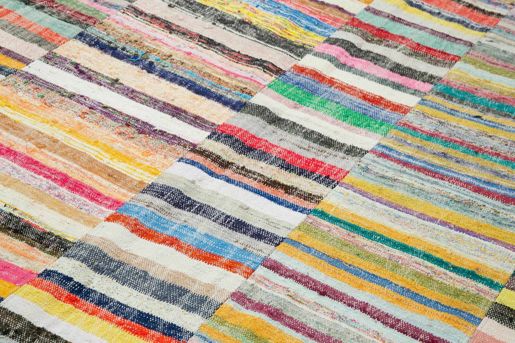 Handmade Patchwork Rug – Grey Area Rug Cotton Wool Vintage Handwoven Carpet 6'7''x10'2''
