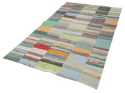 Handmade Patchwork Rug - Kirk Yama Grey Cotton Wool Area Rug 5'2" x 8'6"
