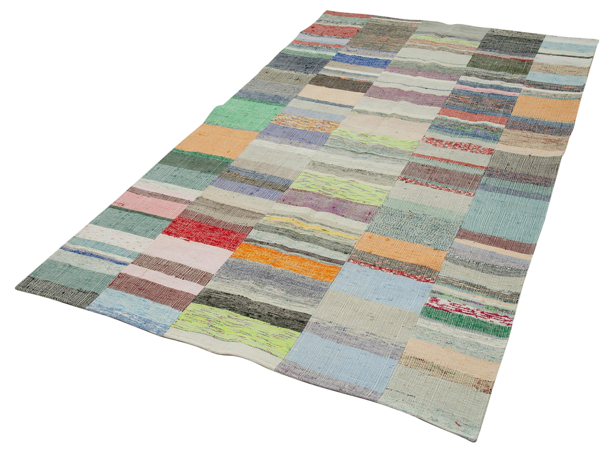 Handmade Patchwork Rug - Kirk Yama Grey Cotton Wool Area Rug 5'2" x 8'6"