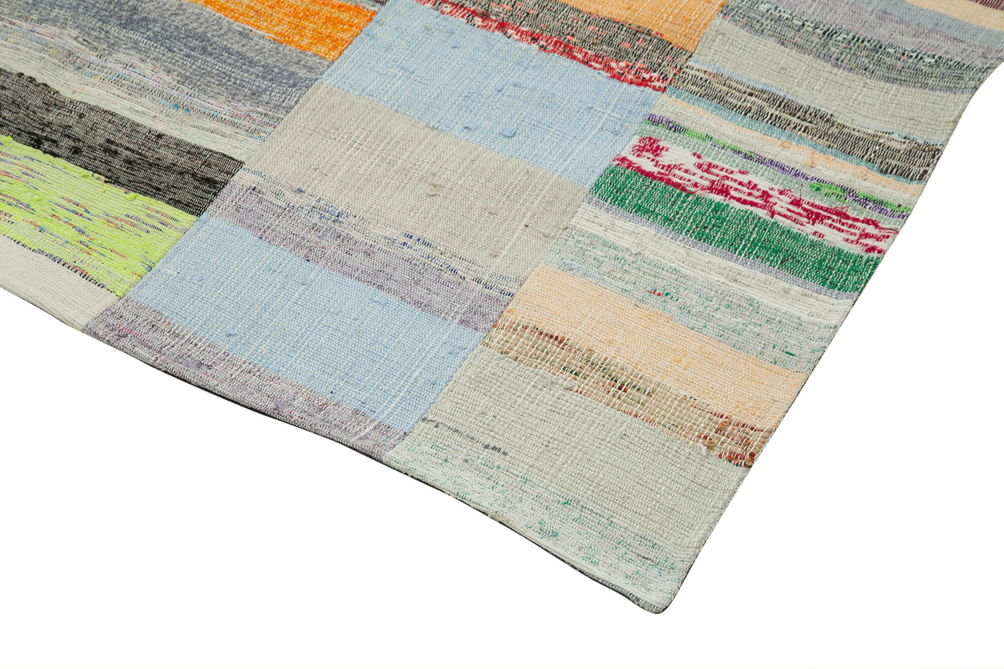 Handmade Patchwork Rug - Kirk Yama Grey Cotton Wool Area Rug 5'2" x 8'6"
