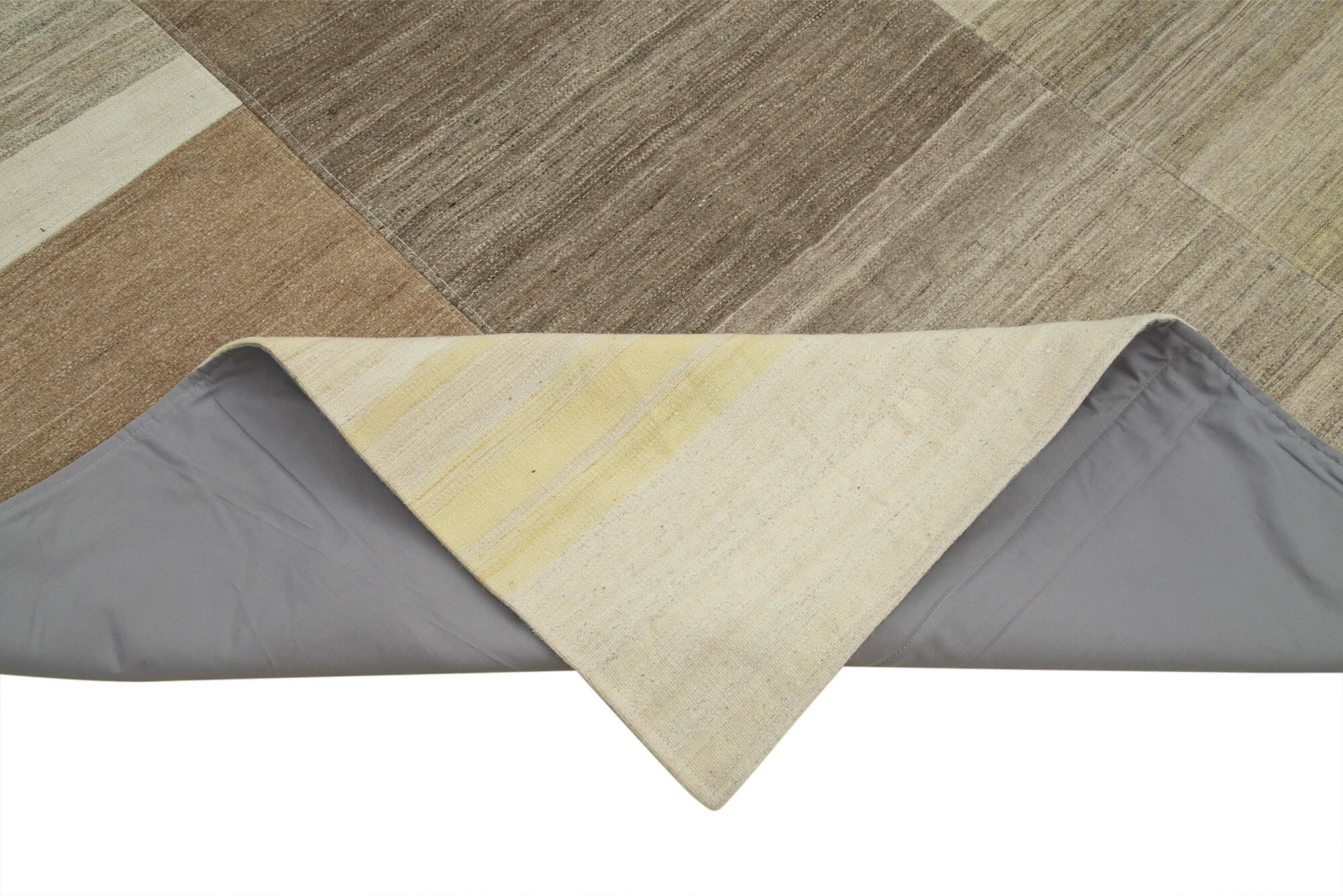Kirk Yama Brown Patchwork Cotton Wool Handmade Area Rug 6'7'' x 10'1''