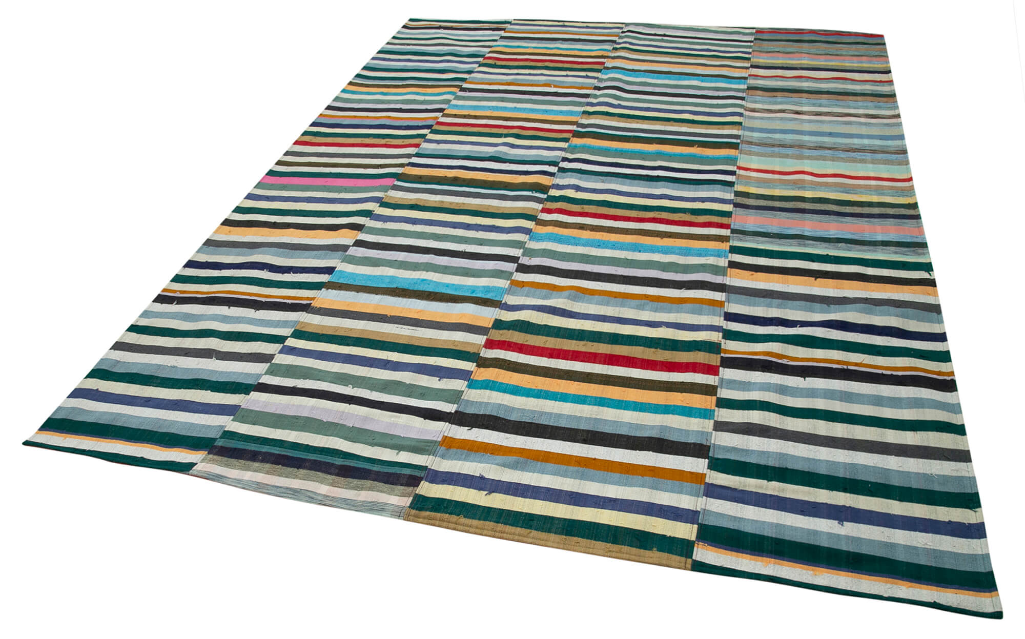 Handmade Patchwork Rug - Kirk Yama Grey Cotton Wool Vintage Area Rug 7'3"x10'1"