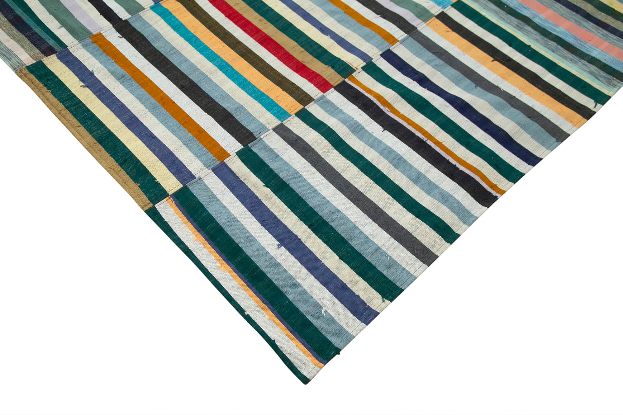 Handmade Patchwork Rug - Kirk Yama Grey Cotton Wool Vintage Area Rug 7'3"x10'1"