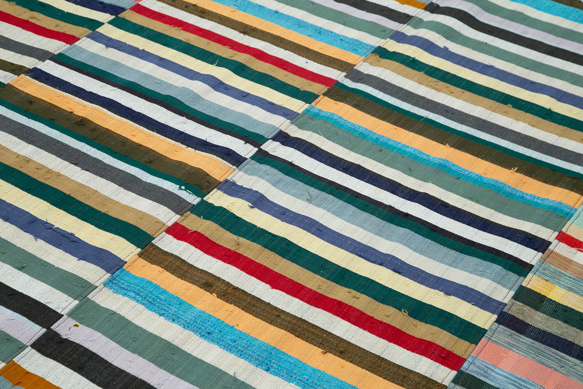 Handmade Patchwork Rug - Kirk Yama Grey Cotton Wool Vintage Area Rug 7'3"x10'1"