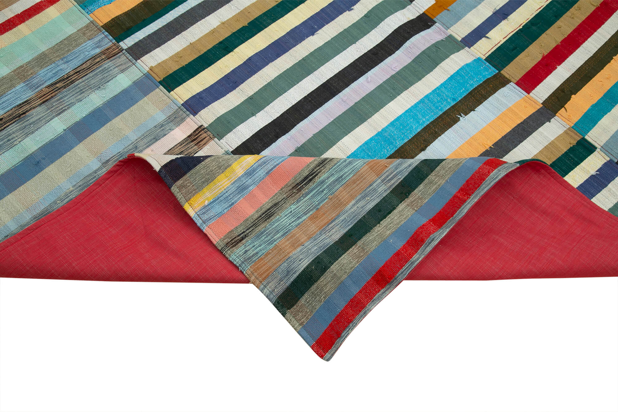 Handmade Patchwork Rug - Kirk Yama Grey Cotton Wool Vintage Area Rug 7'3"x10'1"
