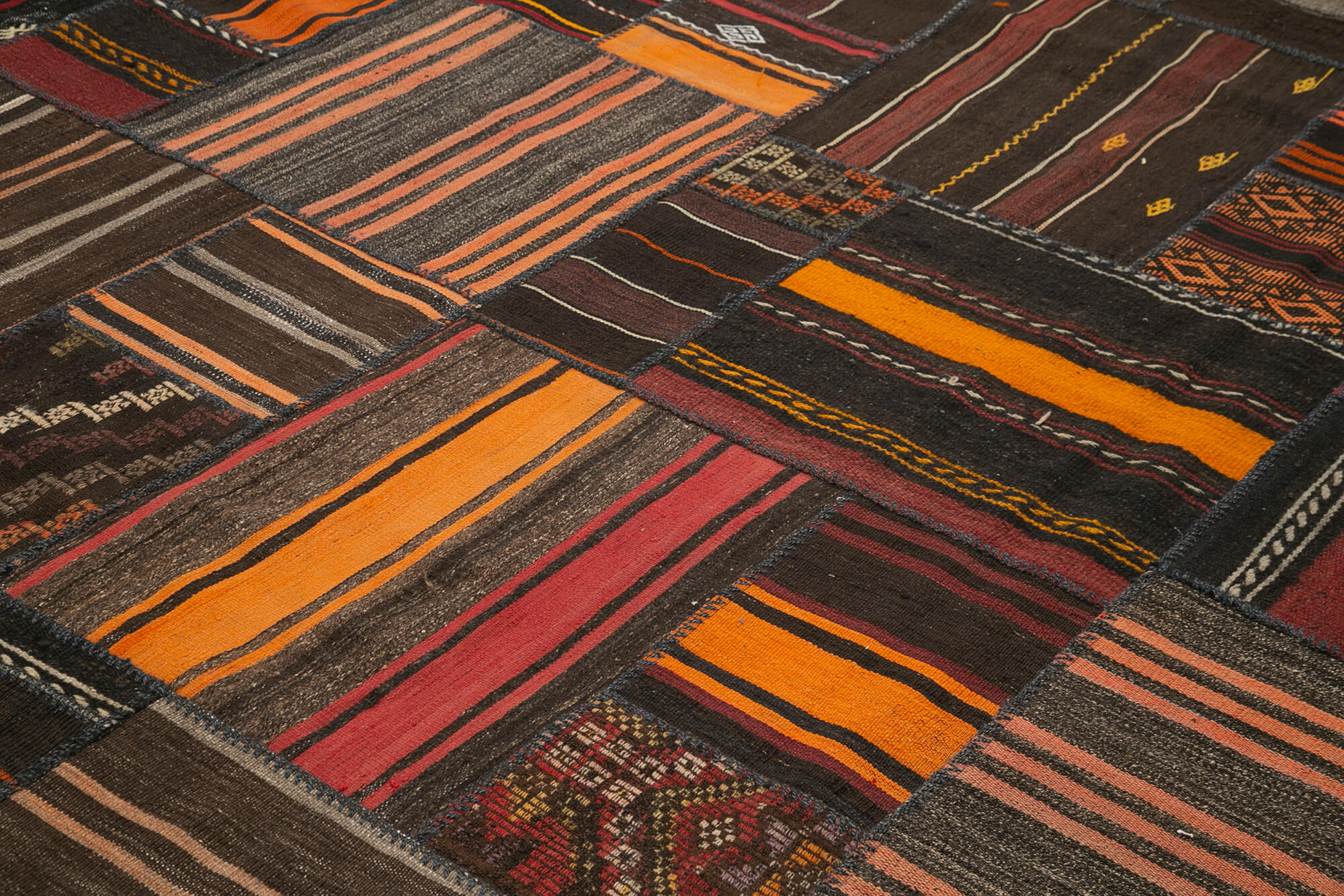 Handmade Kilim Rug - Traditional Kilim Style, Striped Area Rug, Goat Hair Carpet 10'10"x13'5"