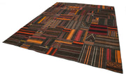 Handmade Kilim Rug - Striped Area Rug with Goat Hair Carpet, Turkish Wool