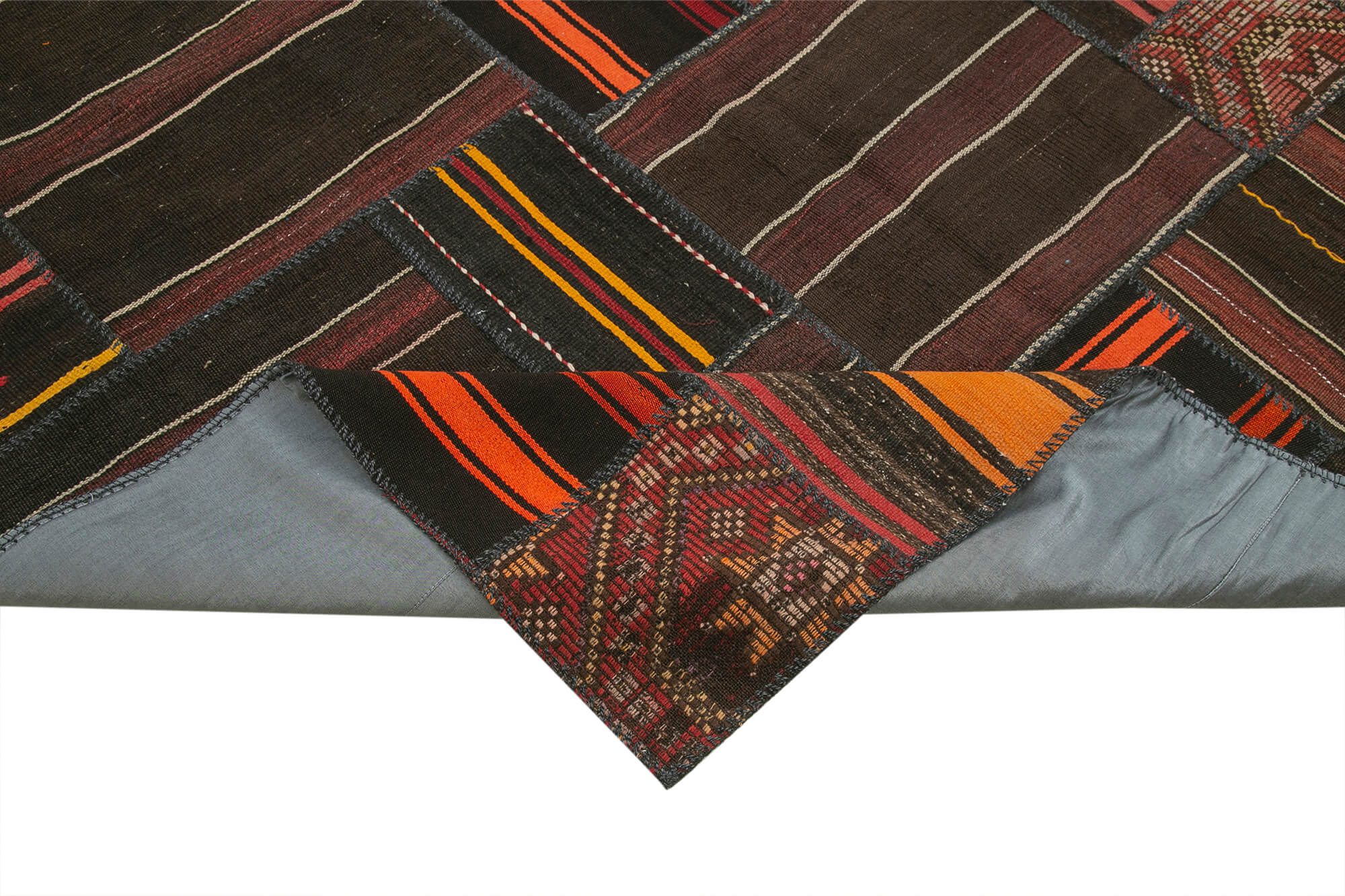 Handmade Kilim Rug - Striped Area Rug with Goat Hair Carpet, Turkish Wool