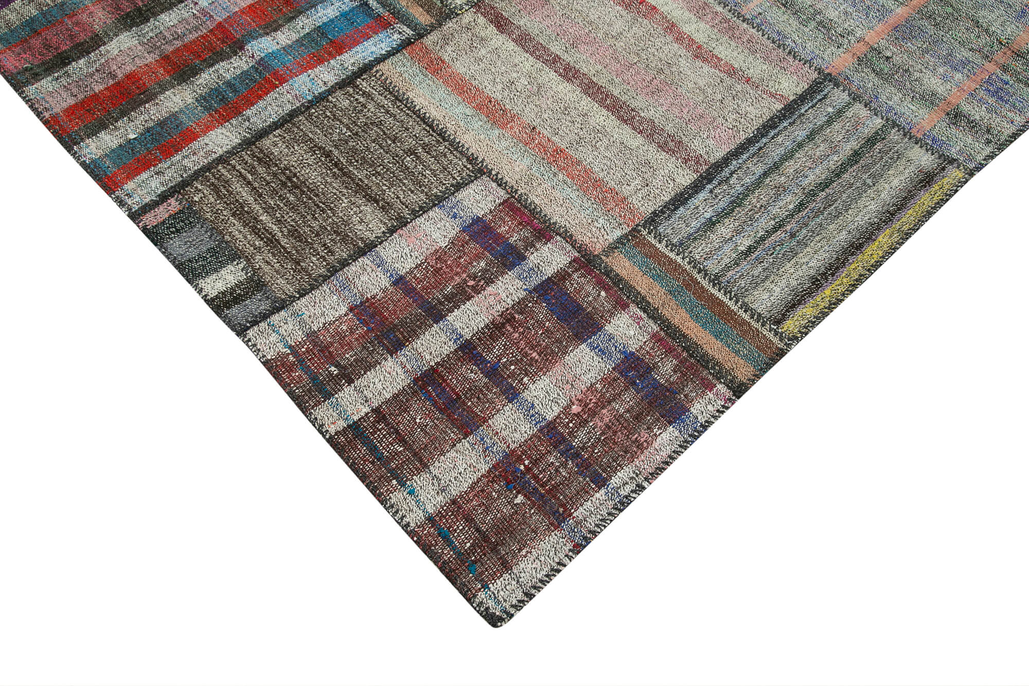 Handmade Patchwork Rug - Kirk Yama Grey Cotton Wool Area Rug 10'10''x13'5''
