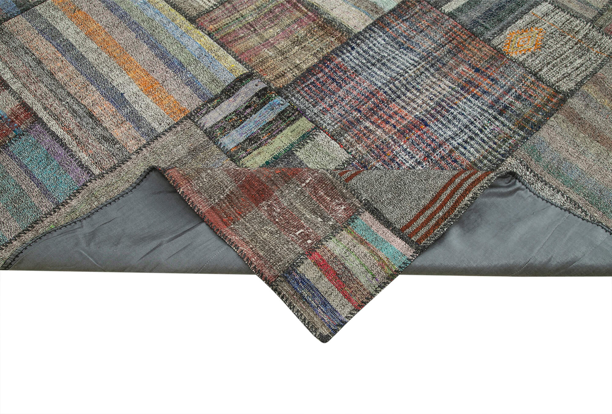 Kirk Yama Grey Patchwork Cotton Wool Handmade Area Rug 10'8'' x 13'5''