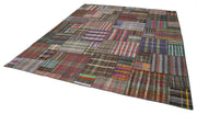 Handmade Wool Area Rug - Kirk Yama Grey Patchwork Cotton Wool Rug 10'9''x13'5''