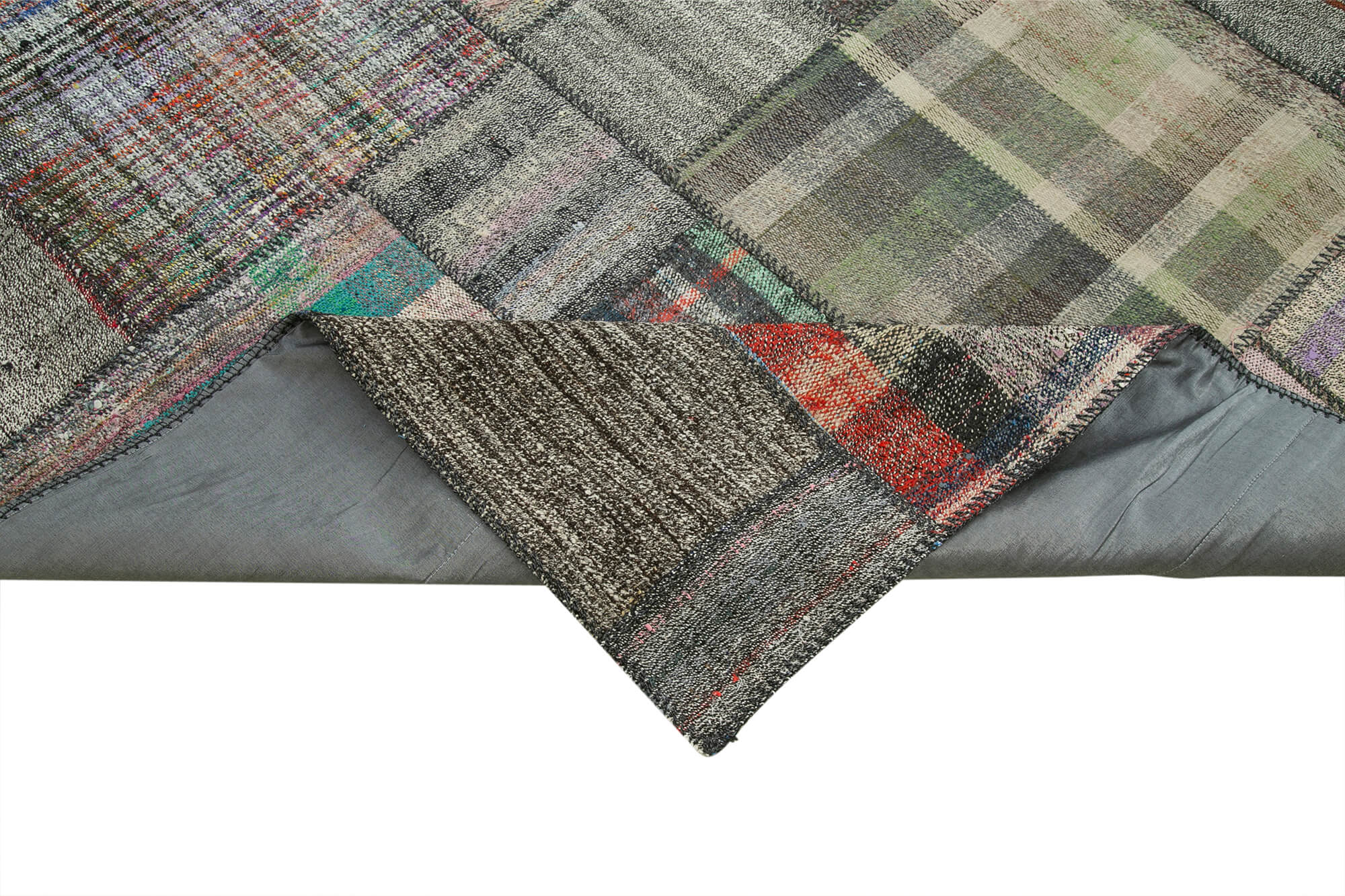 Handmade Patchwork Rug - Kirk Yama Grey Cotton Wool Area Rug 10'10" x 13'6"