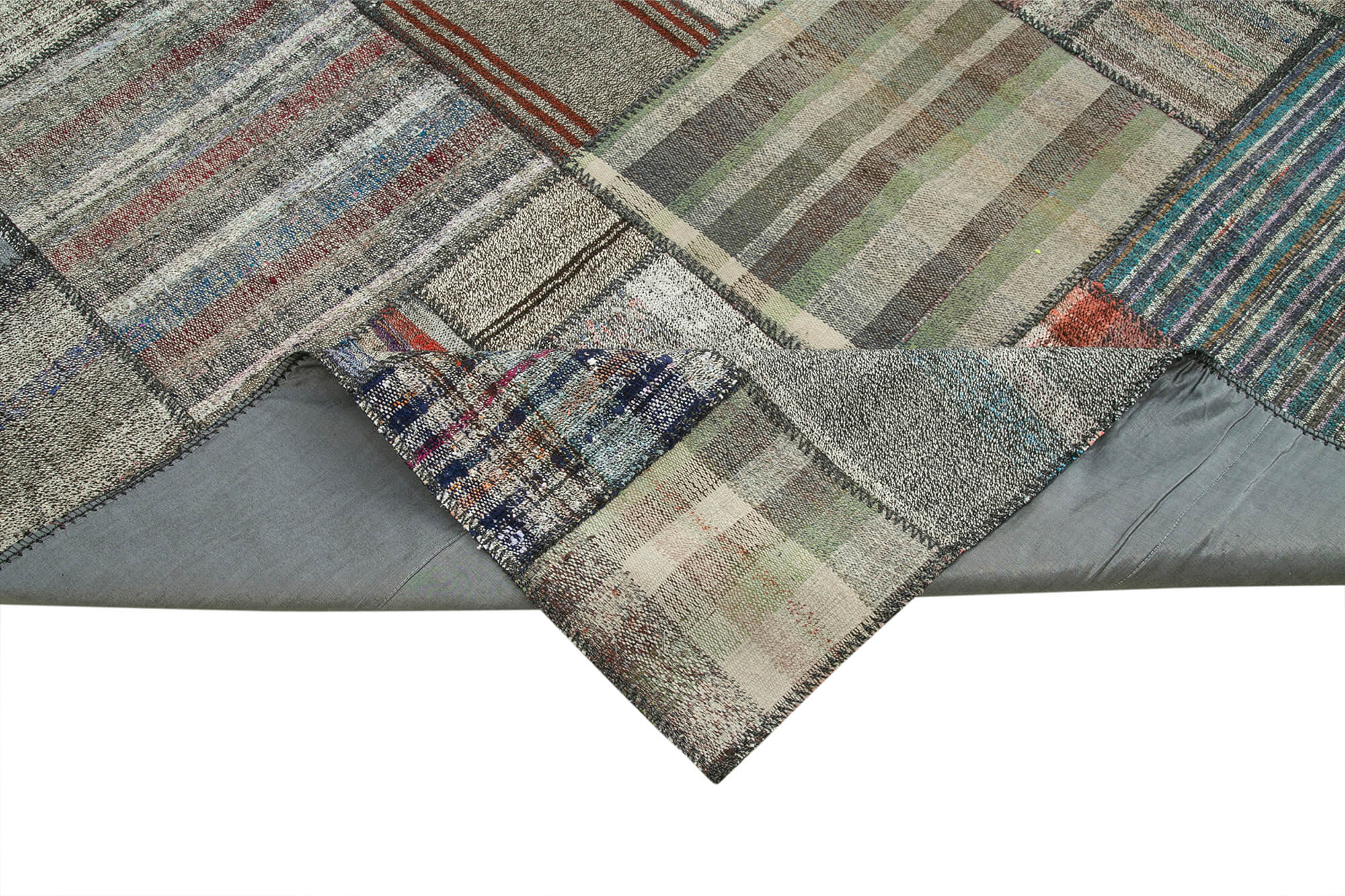 Handmade Area Rug - Grey Patchwork Cotton Wool Rug for Large Living Room