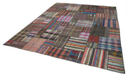 Handmade Area Rug - Kirk Yama Grey Patchwork Cotton Wool Carpet 10'10''x13'5''