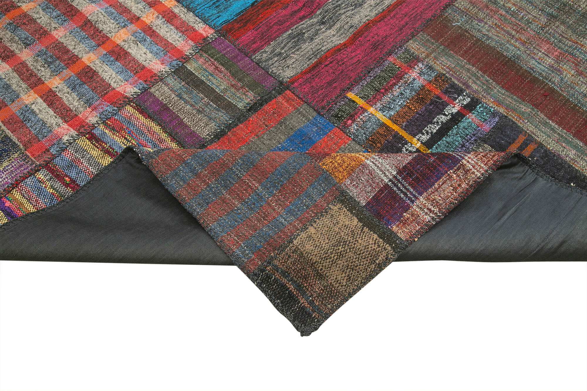 Handmade Area Rug - Kirk Yama Grey Patchwork Cotton Wool Carpet 10'10''x13'5''